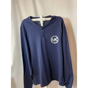 Michael Kors Shirt Mens Medium Navy Long Sleeve Crew Neck Loungewear Pullover